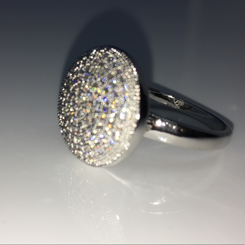 🆕PP 20mm Round AAA CZ Pave Ring Size 8.5